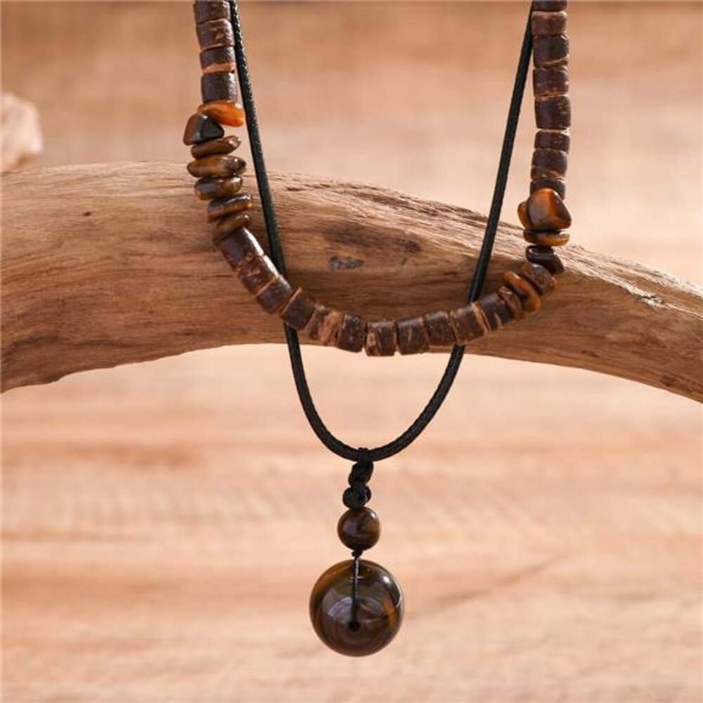 Layered Boho Necklaces For Men Stackable Wooden B… - image 5